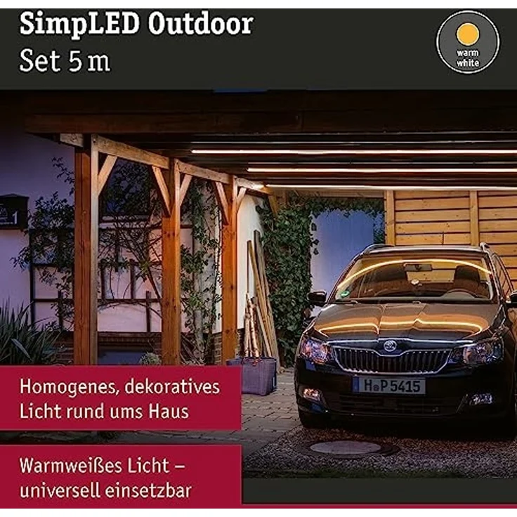 Paulmann No. 78906 SimpLED Outdoor Stripe Set 5m 12W Warmweiß beschichtet IP65 – Bild 3