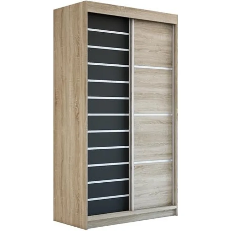 Schwebetürenschrank COLIN 2-türig Schrank 120 cm Farbe: Sonoma , schwarz