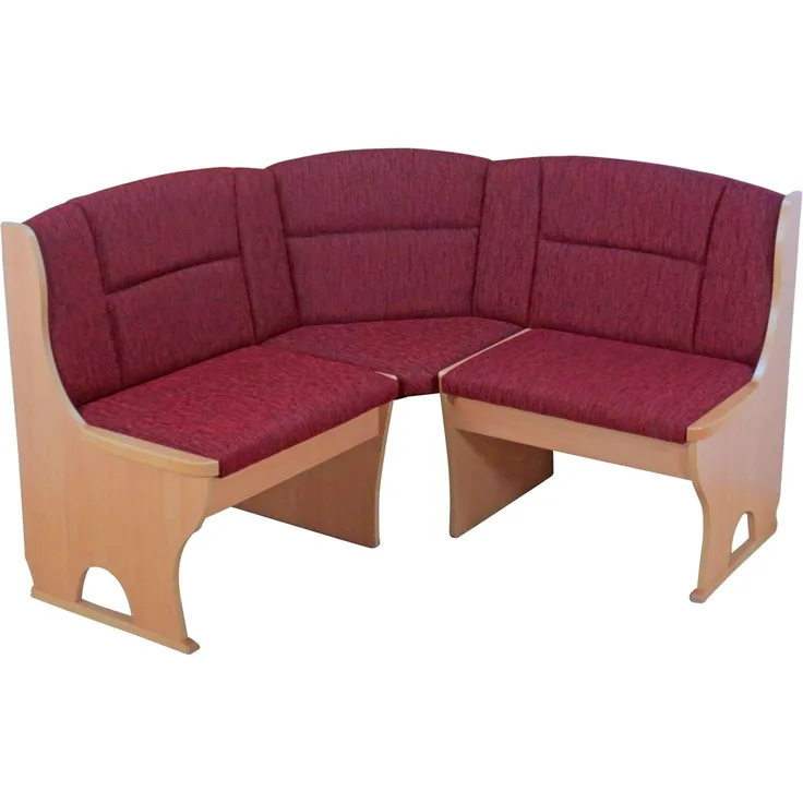 Truheneckbank "Josef I" 125x125 cm, buche, Strukturstoff bordeauxrot