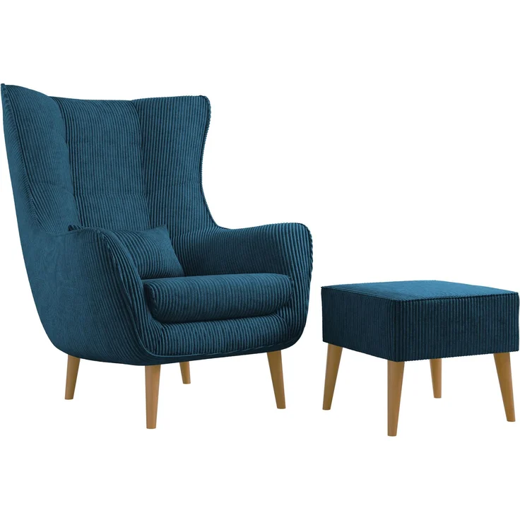 Sessel Lucio Cord (Farbe: Poso 05, mit Fußbank) – Bild 1