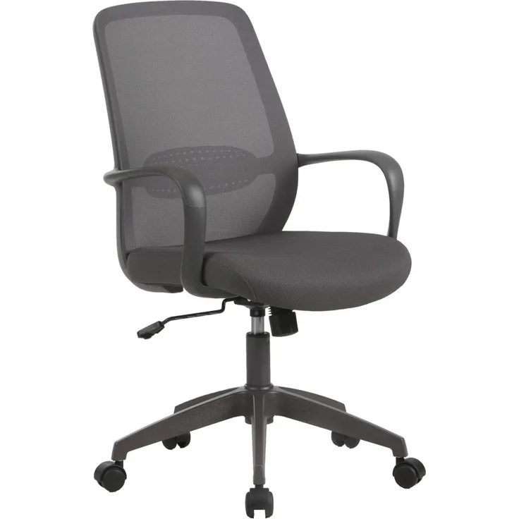 XORA 'CALVIN' Drehstuhl mit Netzrücken, Stoff grau, 58 x 105.5 x 59 cm, höhenverstellbar und bis 140 kg belastbar