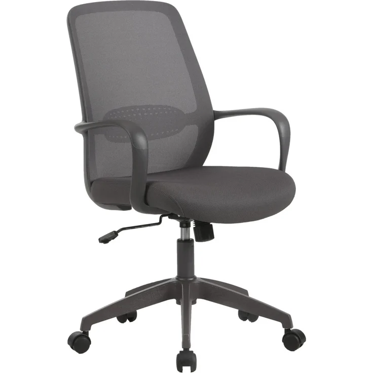 XORA 'CALVIN' Drehstuhl mit Netzrücken, Stoff grau, 58 x 105.5 x 59 cm, höhenverstellbar und bis 140 kg belastbar – Bild 1