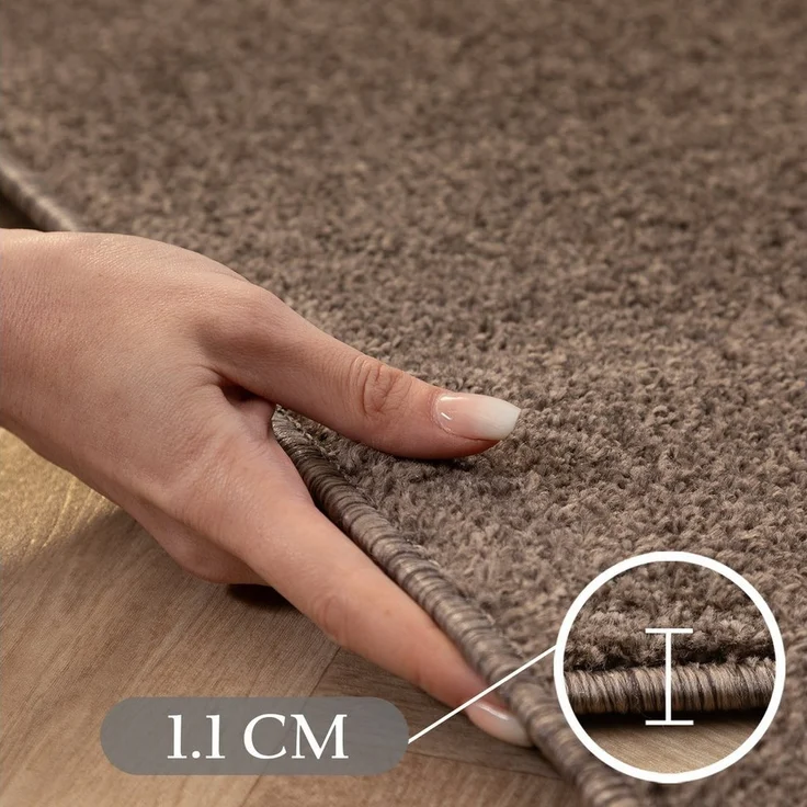 Carpettex Veloursteppich Unicolor - Einfarbig, Läufer, Höhe: 11 mm, Einfarbig Kurzflor Teppich Wohnzimmer verschiedene farben und größen – Bild 3