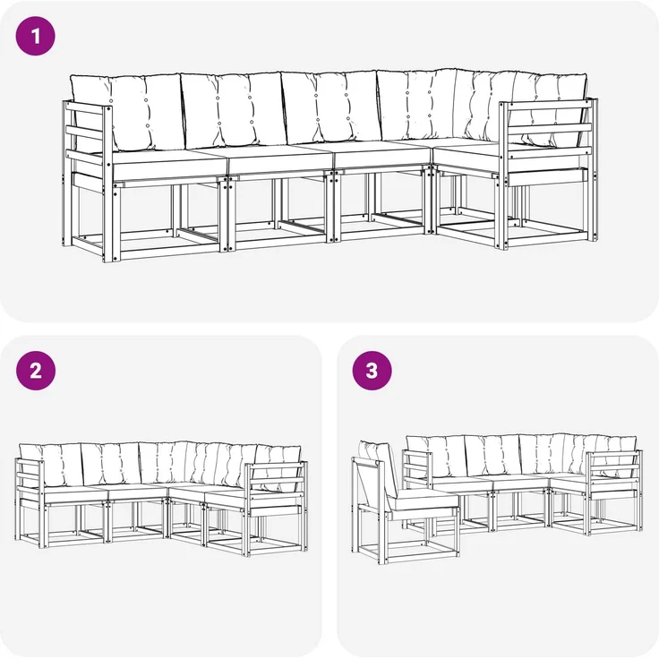 vidaXL Outdoor-Sofagarnitur mit Kissen 5 pcs Weiß und Schwarz 3389466 – Bild 8
