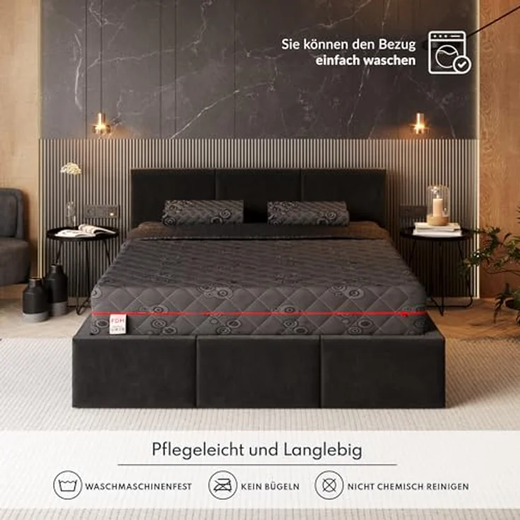 FDM Matratze LUNO 140x200 cm, 7 Zonen H3 Taschenfederkern Kaltschaum, waschbarer Jacquard-Bezug, Höhe 21 cm – Bild 7