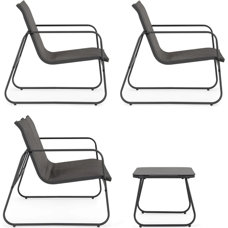 Garten-Set Gonzalo Metall und Textilene, modern und robust, anthrazit, 4-teilig für 3–4 Personen – Bild 7