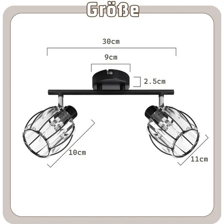 Nettlife Deckenstrahler Kristall Vintage Industrial Deckenspot Schwarz E14 350° schwenkbar, LED wechselbar, Retro Strahler Industrial Flurlampe für Flur Hotel – Bild 4