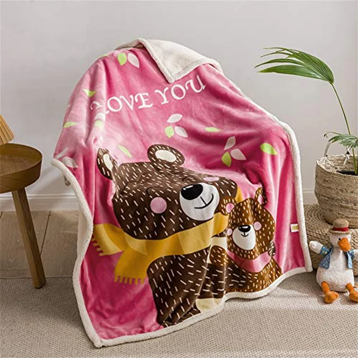 Fansu Doppelte Verdickung Babydecke/Kinderdecke Babys Flanell Kuschlige Sehr Weiche Decke für Babybett/Kinderwagen Neugeborenes Geschenk (100x140 cm,Rosa) – Bild 2