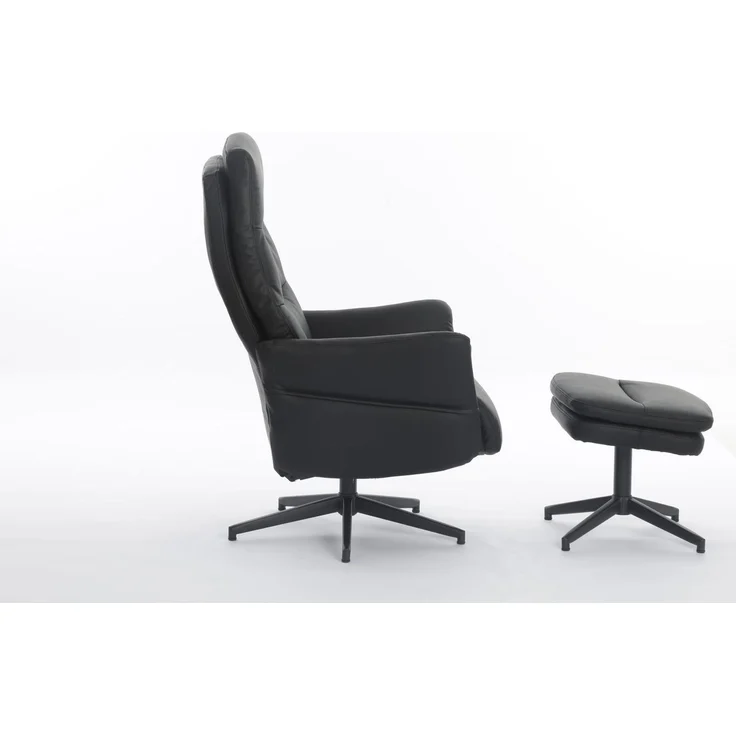 gepolsteter Relaxsessel mit Hocker - dunkelgrau – Bild 7