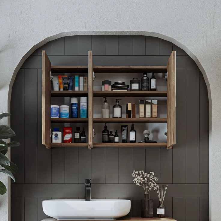 Roomart GUSTO-I-120 Badmöbel - nur Spiegelschrank - H 60 x B 14.2 x T 105 cm • Eiche – Bild 3