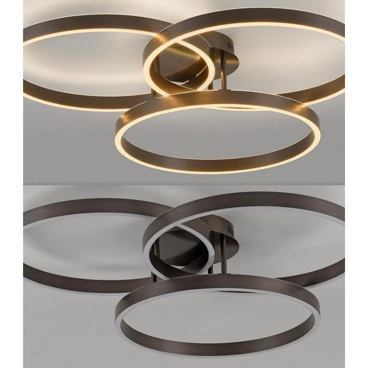Paul Neuhaus LED Deckenleuchte VELUNA, Braun, Metall, Dimmfunktion, LED fest integriert, Tageslichtweiß, mit Fernbedienung, Memoryfunktion, B 71,1 x H 15,1 x T 75 cm – Bild 4