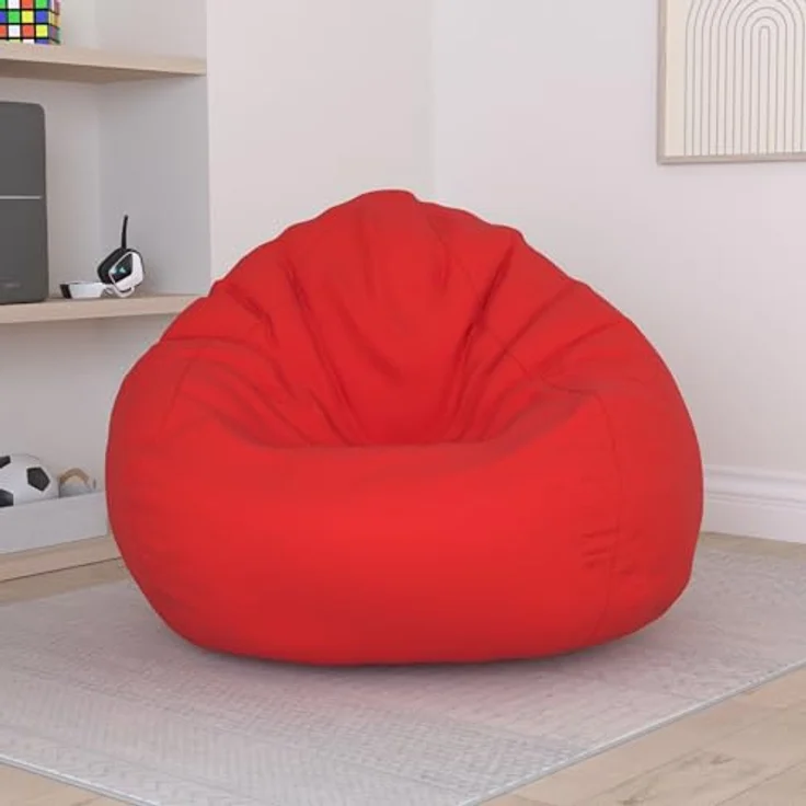 HomeIdeal - Sitzsack XXL Bodenkissen für Erwachsene & Kinder - Geeignet für Gaming oder Entspannen - Indoor wie Outdoor da er Wasserfest ist - mit EPS Perlen, Farbe:Rot, Größe:XXL – Bild 3