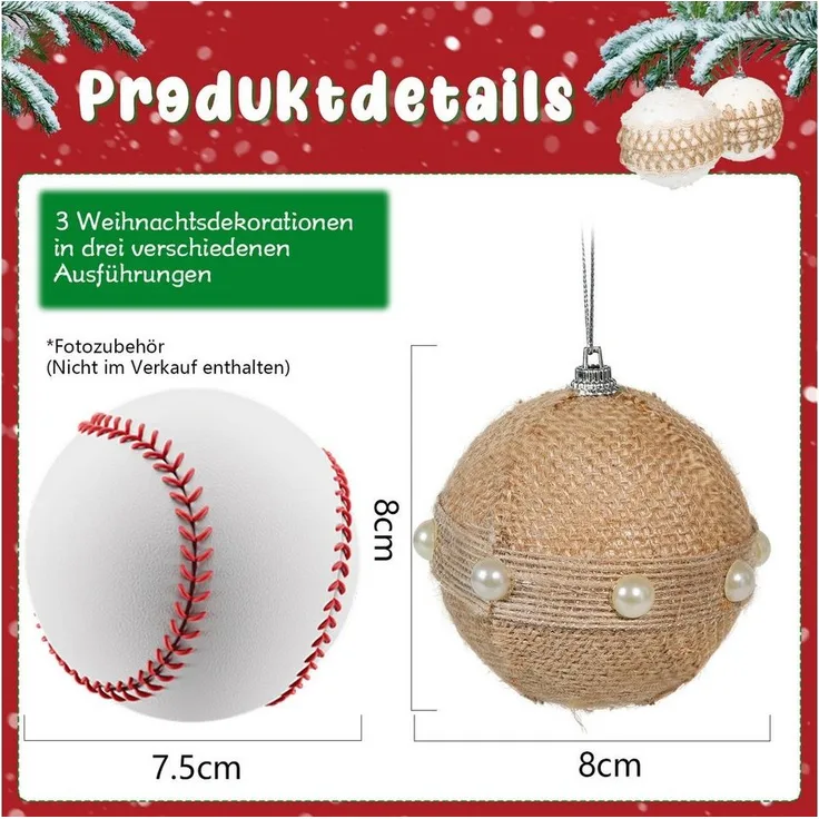 M&W DAS DESIGN Weihnachtsbaumkugel Christbaumschmuck Weiß Mini Outdoor Weihnachten 8CM