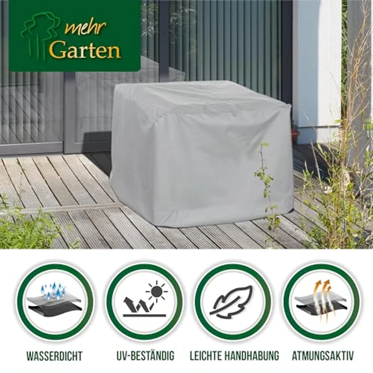 Mehr Garten Premium Protect Abdeckung Loungesessel 100x100x80 cm, hellgrau, wasserdichtes und UV-beständiges 2-lagiges Polyestergewebe, atmungsaktiv, winterfest – Bild 3