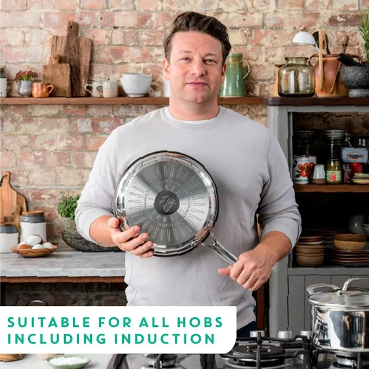 Tefal 'Jamie Oliver Cook's Direct On' Pfannen-Set, Antihaft, Induktionstauglich, Backofenfest, Edelstahl silber, Ø 24 cm, Ø 28 cm – Bild 6