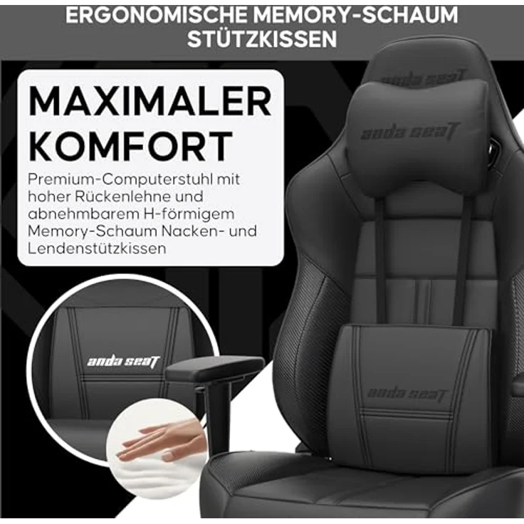 Anda Seat Dark Demon Dragon Gamerstuhle für Erwachsene – Ergonomischer Gaming Bürostuhl mit 4D-Armlehnen, Hochdichtem Schaum, Lendenkissen, Ergonomisch Design, Maximale Belastbarkeit 170kg, Schwarz – Bild 4