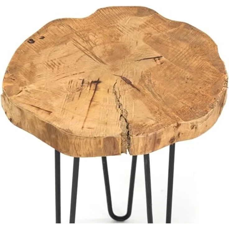 DESIGN DELIGHTS Beistelltisch BEISTELLTISCH "BAUMSCHEIBE", Holz, Metall, Ø 34 cm, Couchtisch – Bild 7