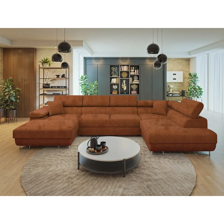 Wohnlandschaft Torezio Bis mit Bettkasten, Schlaffunktion und Einstellbare Kopfstützen (Farbe: Flow 09, Seite: Rechts) – Bild 1