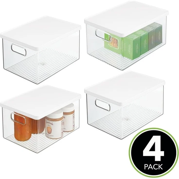 Aufbewahrungsbox Organizer Box mit Deckel mDesign stapelbar 4er Set Transparent – Bild 2