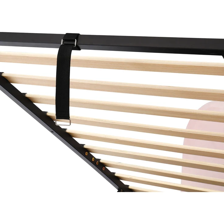 CHICFURN Polsterbett Samt Rosa 90x200 cm mit hydraulischem Stauraum und Lattenrost – Bild 9