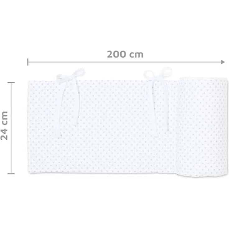 babybay Nestchen Piqué passend für Modell Boxspring XXL, weiß Punkte perlgrau – Bild 6