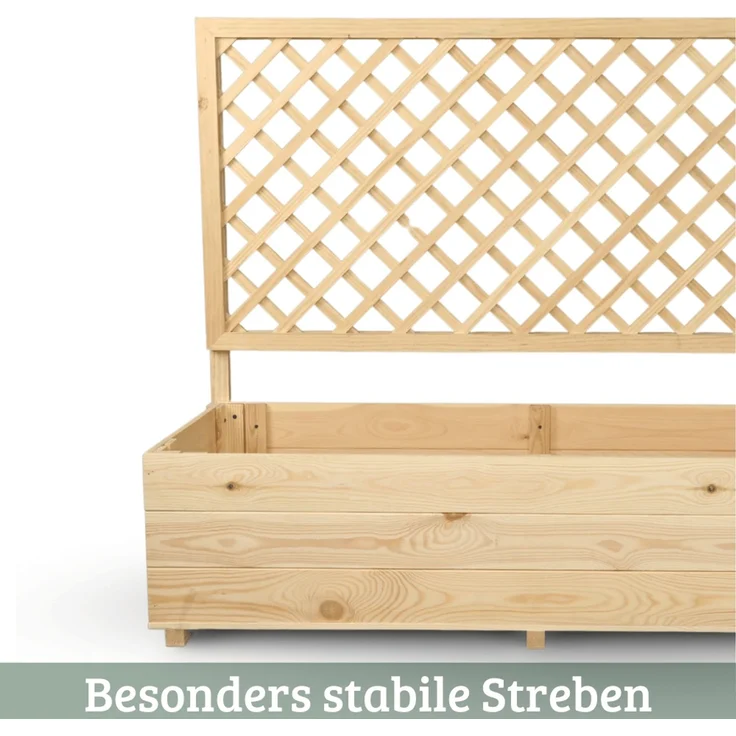 Pflanzkasten mit Rankgitter THIO - Inkl. Vlies & Handschuhe | Hochbeet mit Rankhilfe Blumenkasten für Kletterpflanzen hängende Körbe Pflanzgefäß aus Holz, 128cm Breit – Bild 5