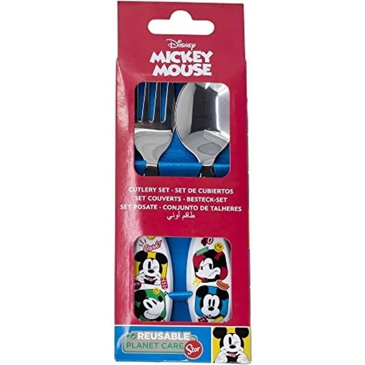 Disney Mickey Mouse Kinderbesteck Kinder Besteck-Set Mickey Mouse Micky Maus 2-teilig Gabel, Löffel (2-tlg) – Bild 2