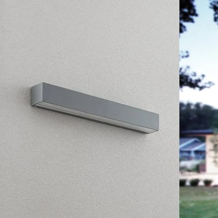 Lucande LED Wandleuchte Lengo, moderne Außenwandleuchte in Aluminium, 1-flammig, IP65, energiesparend für Terrasse und Balkon – Bild 3