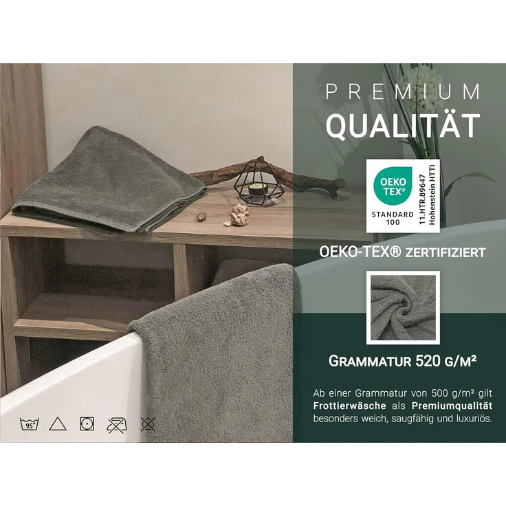 ZOLLNER Duschtücher 3er Set, taupe, 70x140 cm, 100% Baumwolle – Bild 4