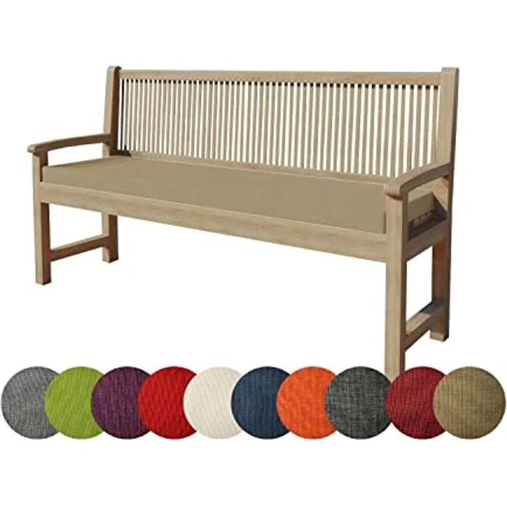chilly pilley Bankkissen Bankauflage Polsterauflage Reißverschluss mit Schlaufen Kissen für Gartenbank Gartenbankauflage für Gartenmöbel Sitzkissen & Rückenkissen Outdoor (100 x 60 x 5 cm, Beige) – Bild 1