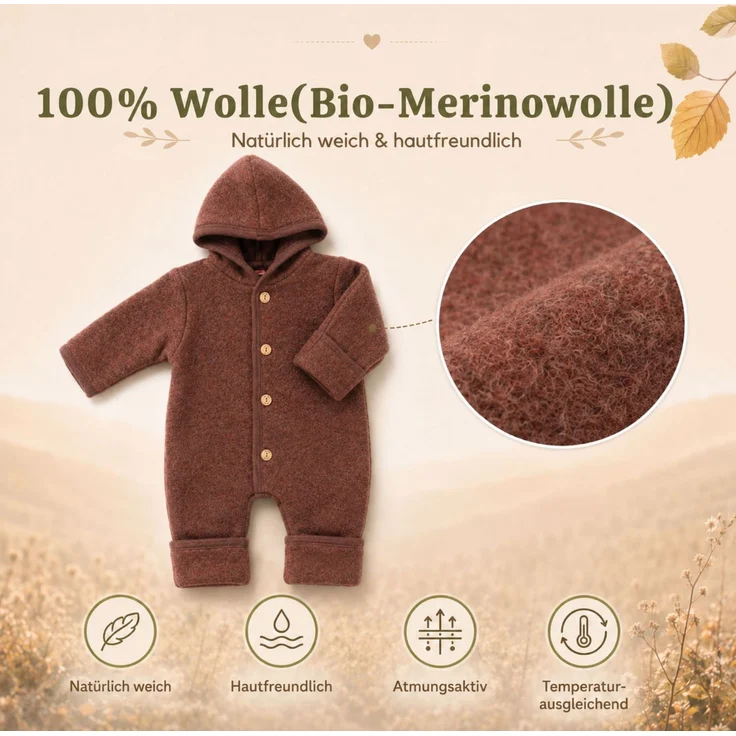 Engel Baby-Overall mit Kapuze, Holzknöpfen und Umschlag TOP – Bild 3