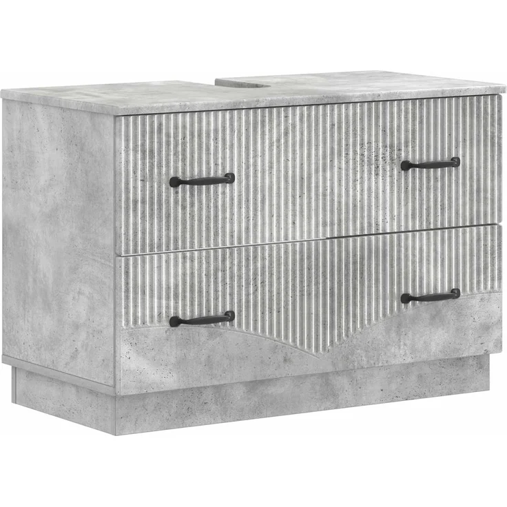vidaXL 4-teiliges Badezimmer-Schrank-Set HOORN Betongrau Holzwerkstoff 3417957 – Bild 5