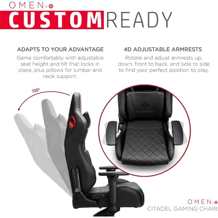 Omen 'Citadel' Gaming Chair Gaming-Stuhl, schwarz/rot, 143 x 59 x 62 cm – Bild 5
