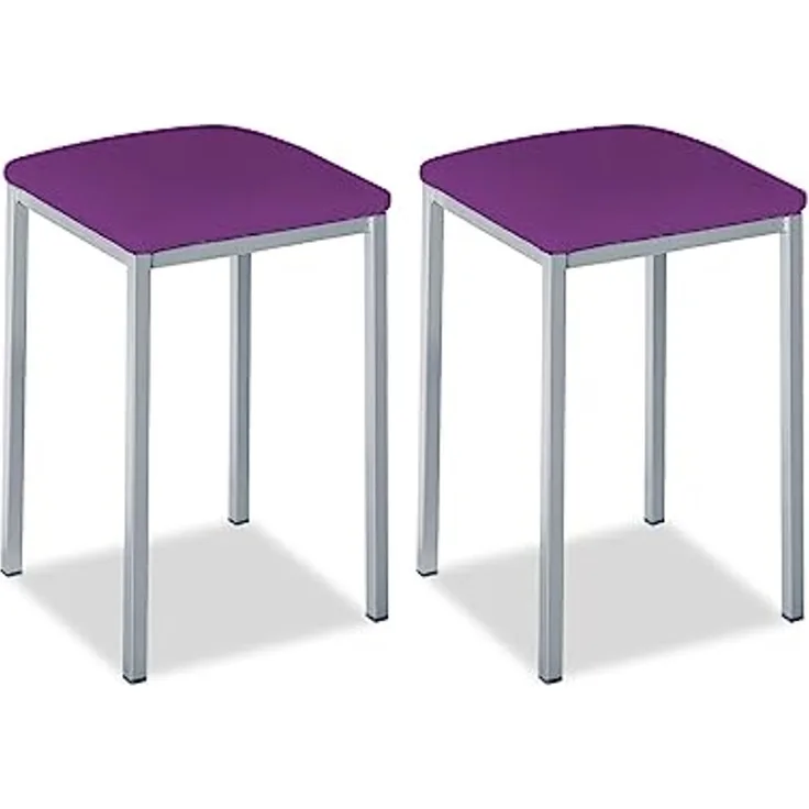 ASTIMESA - Gepolsterter Küchenhocker - Solide und Feste Struktur - Gestell Farbe Aluminium und Sitzfläche aus Kunstleder - Sitzfarbe: Aubergine, Lieferumfang: 2 Stück, Maße: 35 x 35 x 45 cm