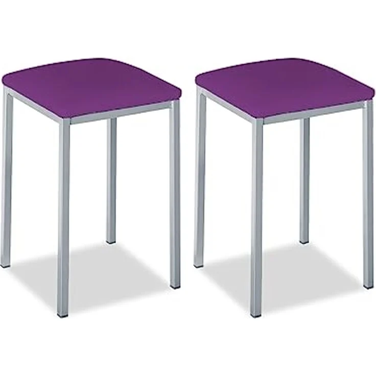 ASTIMESA - Gepolsterter Küchenhocker - Solide und Feste Struktur - Gestell Farbe Aluminium und Sitzfläche aus Kunstleder - Sitzfarbe: Aubergine, Lieferumfang: 2 Stück, Maße: 35 x 35 x 45 cm – Bild 1