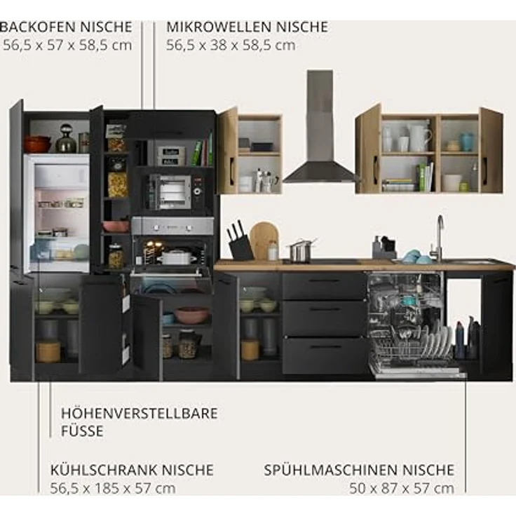 BASIC by Balculina Küchenzeile Turin, Breite 370 cm, wahlweise mit E-Geräten – Bild 5