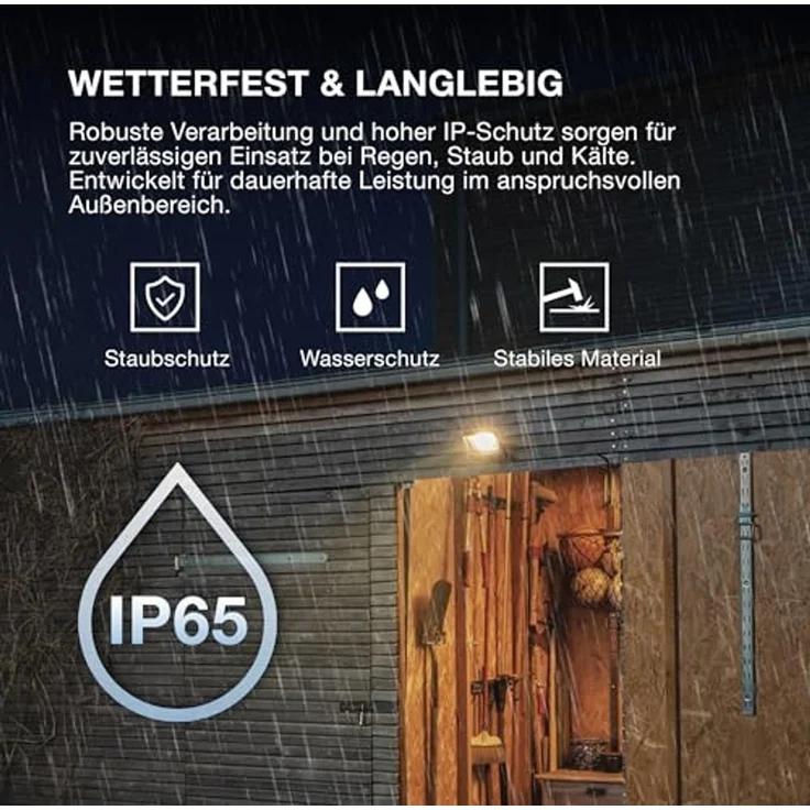 Osram ENDURA FLOOD PC 30W LED-Fluter, 3000K warmweiß, 3000 Lumen, IP65 weißes Flutlicht, recyceltes Material, 180° schwenkbar, Weiß – Bild 5