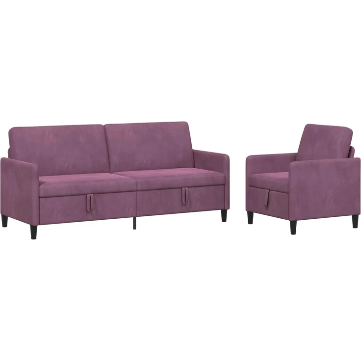 vidaXL Sofa Set mit Stauraum 2 stk. Lila Polyester 3429259 – Bild 2