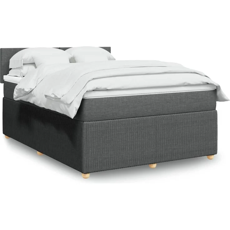 vidaXL Boxspringbett mit Matratze Dunkelgrau 140x190 cm Stoff 3287445 – Bild 1