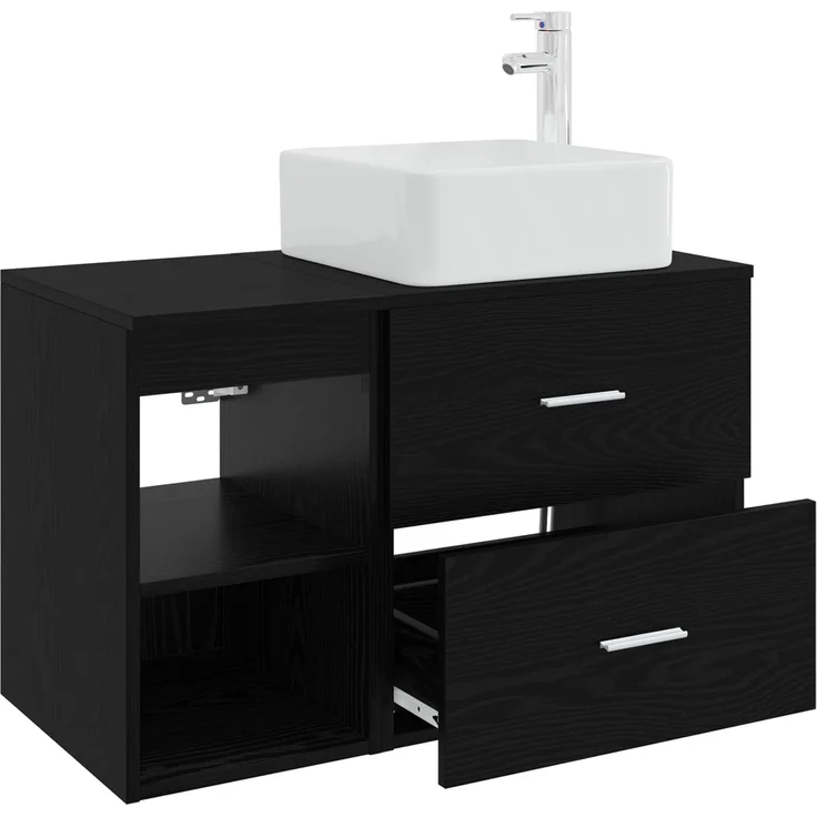 vidaXL Badezimmerschrank-Set 2 stk. Schwarz Eichen-Optik 3403881 – Bild 4