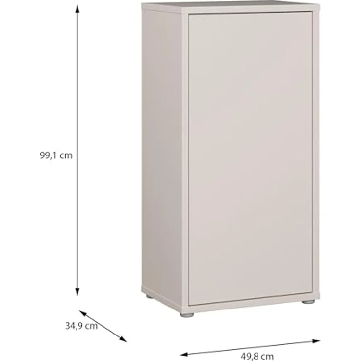 Forte Alice Springs schmaler Schrank 50, modern-minimalistisch, 1-türig, Wohn-/Schlafzimmer, Beistellschrank, Holzwerkstoff, Kaschmir Beige, 49,8 cm breit x 99,1 cm hoch x 34,9 cm tief – Bild 3