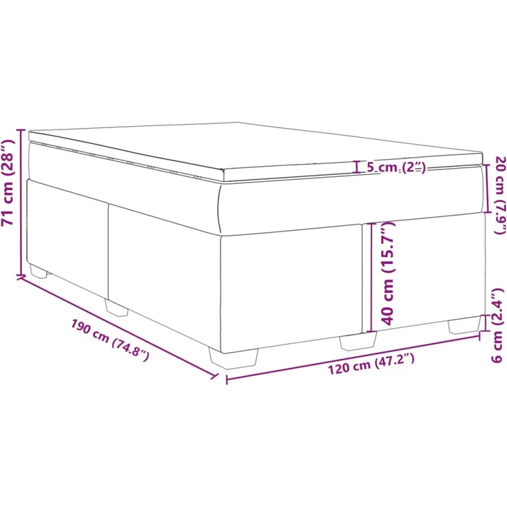 vidaXL Boxspringbett mit Matratze Schwarz 120x190 cm Samt 3285271 – Bild 12