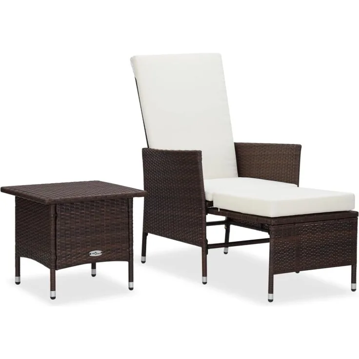 vidaXL 2-tlg. Garten-Lounge-Set mit Kissen Poly Rattan Braun 310232