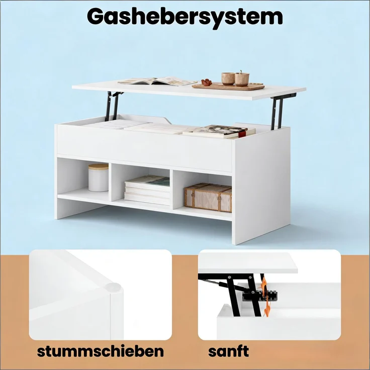 EINHOM Kleiner Esstisch, Couchtisch, PC-Schreibtisch, Transformable Wohnzimmer Tisch, Beistelltisch (Nur Mit Tisch) – Bild 4