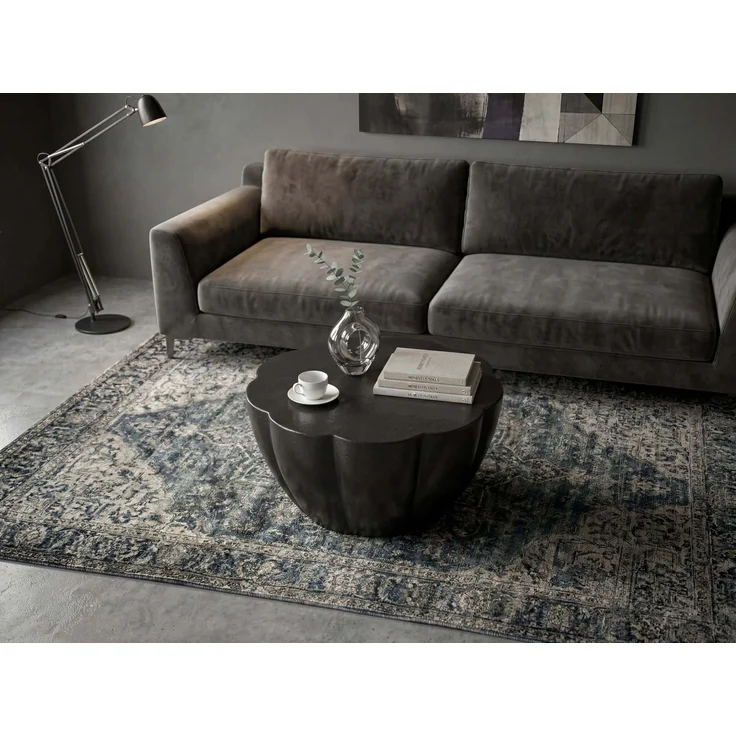 Couchtisch Aluminium 60cm Blütenform Schwarz - Runder Wohnzimmertisch - Design Sofatisch - Moderner Loungetisch - Beistelltisch Wohnzimmer Handmade – Bild 5