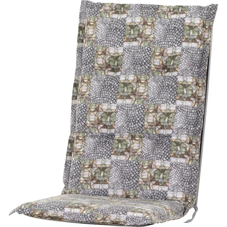 Auflage Hochlehner für Gartenstuhl 120x48cm Sesselauflage Hochlehner Polster in Grau Mosaik Muster mit dicker 7cm Schaumstoff Füllung – Bild 5
