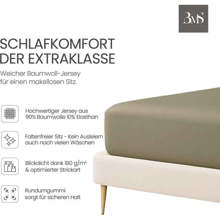 Jersey Spannbettlaken dunkelgrau 120x200 cm Höhe bis 25cm – Bild 2