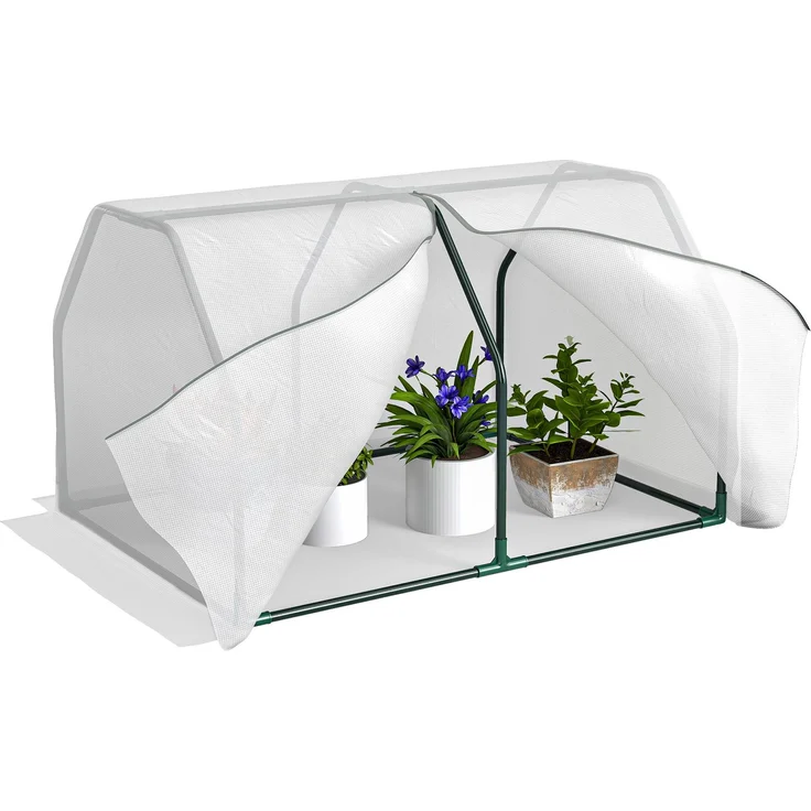 MELAYR, Mini Gewächshaus, wetterbeständig, leicht zu transportieren, 99 cm x 71 cm x 60 cm, Folientunnel, Grün, Weiß – Bild 1