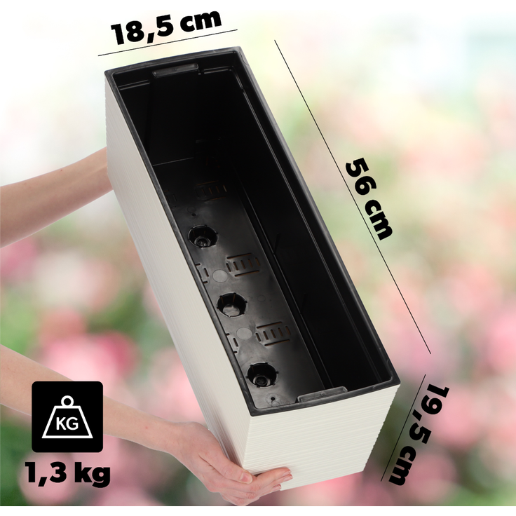 KADAX Blumentopf Balkonkasten + Einsatz 19x56cm Creme – Bild 2