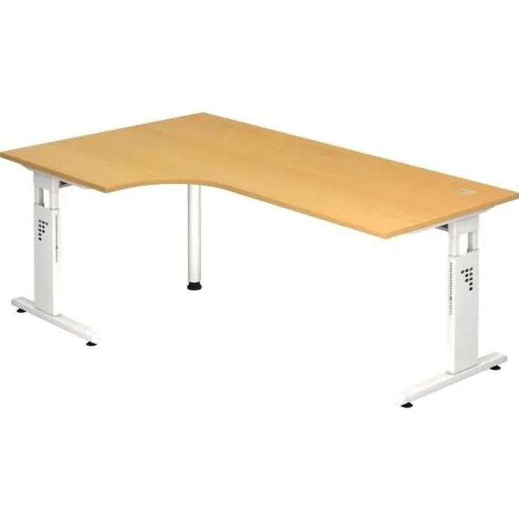Winkeltisch OS82 C-Fuß 200x120cm 90° Buche Gestellfarbe: Weiß